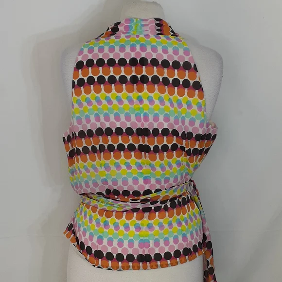 Lafayette rainbow polka dot silk wrap blouse size 14 - Picture 6 of 10